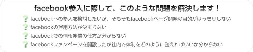 facebook参入に際して、このような問題を解決します！